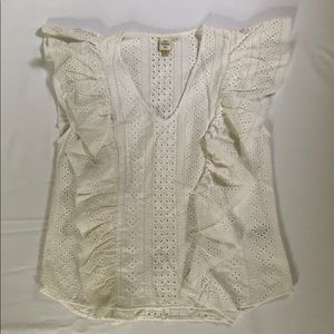 Anthropologie v neck white lace top
